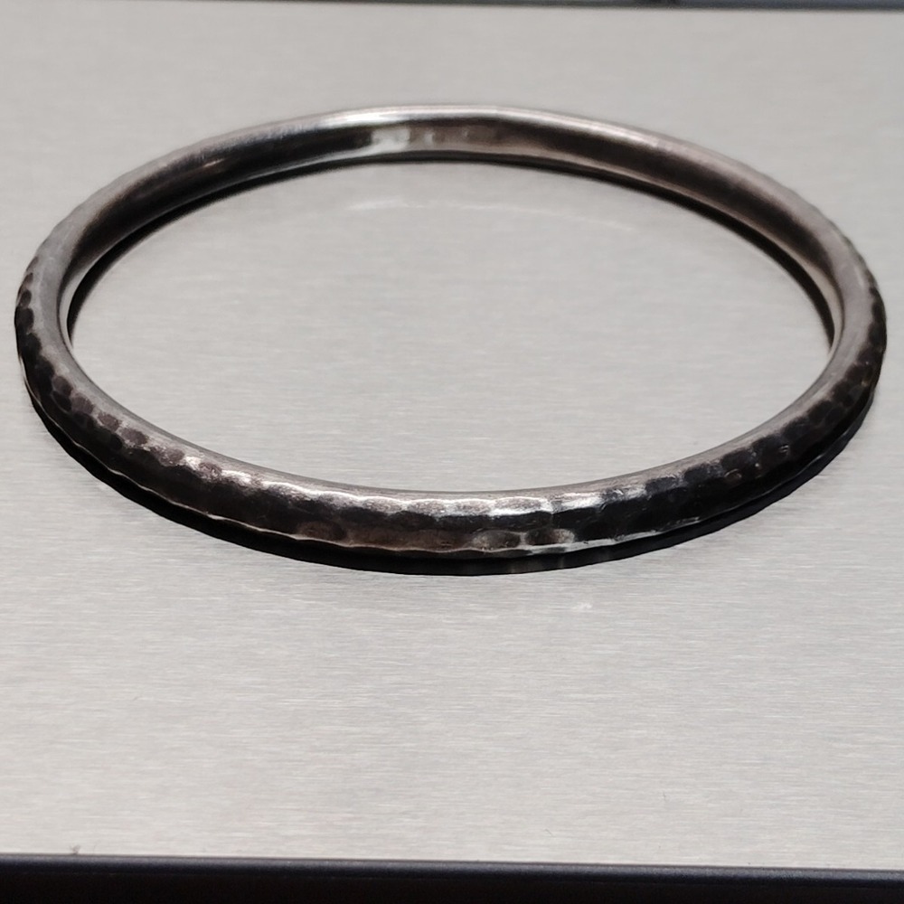 Silpada Slim 925 Sterling Silver Hand Hammered Bangle Bracelet Solid 18g 8"